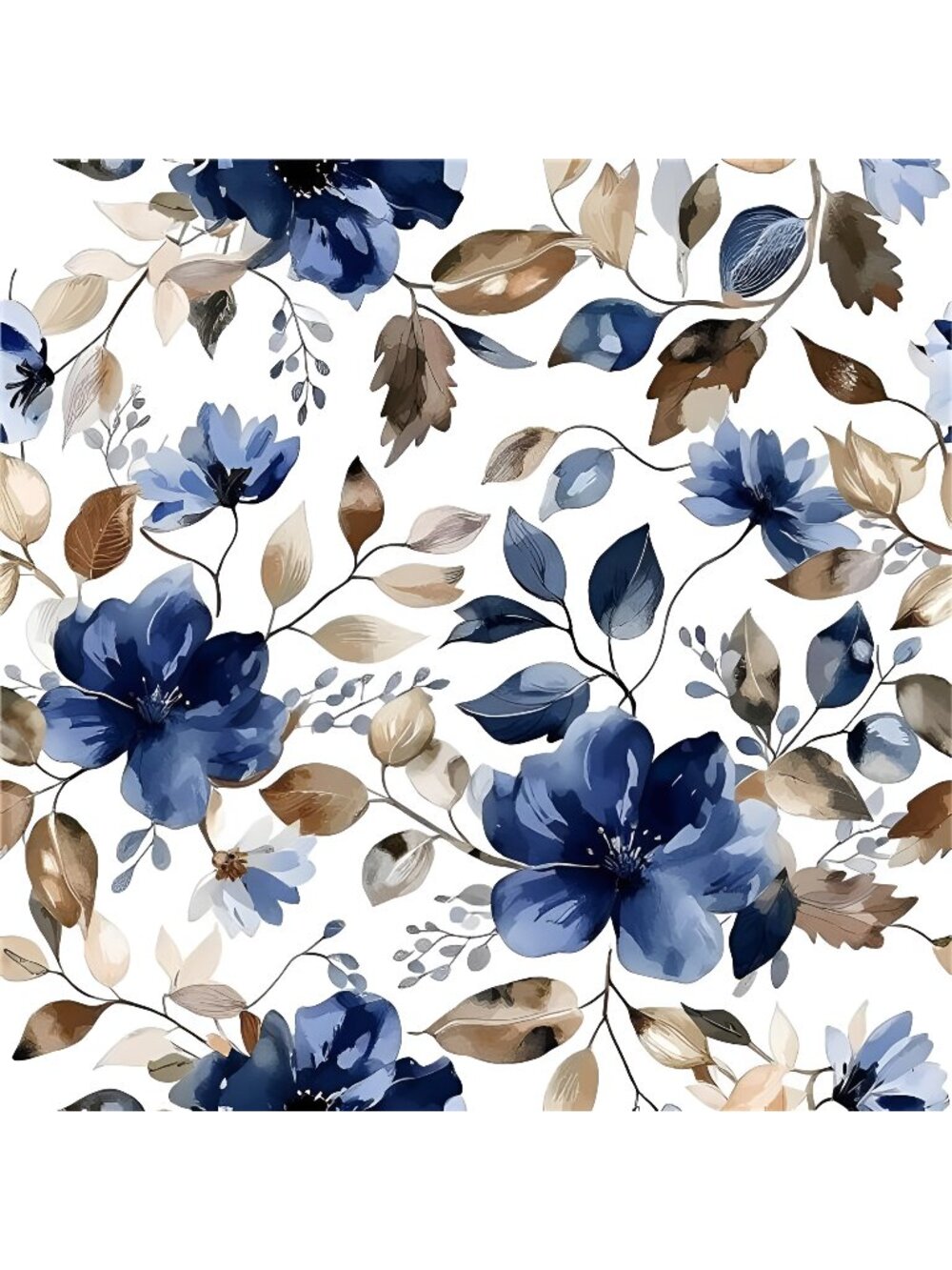 Blue Floral Peel and Stick Wallpaper Modern Contact Paper Waterproof Botanical